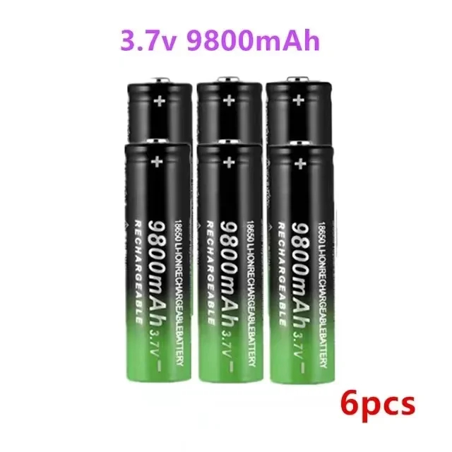 18650 Li-Ion Akku 3,7 V 9800 mAh wiederaufladbare Batterien für LED-Taschenlampe, Lautsprecher, schnelles Aufladen, hochwertiger Akku: Grau