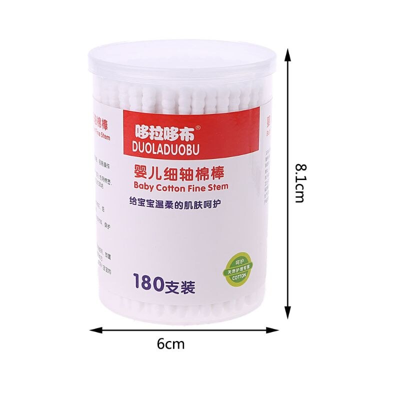 180Pcs Baby Swabs Cotton Double End Swab Disposable Thin Stick Cleaning Tools 97BD