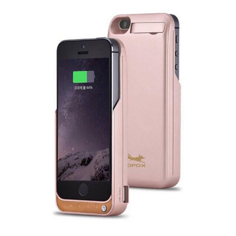 4200 mah Draagbare Backup Externe Opladen Case Cover Charger Case Smart Phone Cover Voor Iphone 5 5 s SE Batterij case Power Bank: Rosy Gold