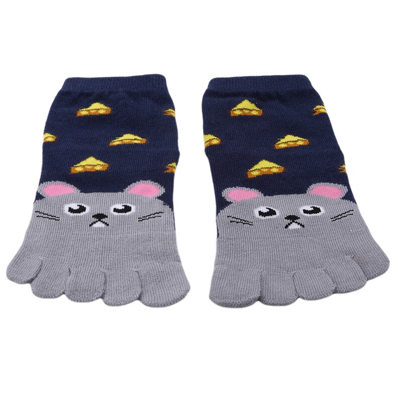 noël nouvel an Kawaii enfants chaussettes coton Animal 3-12 ans garçons filles chaussettes orteil chaussettes pour enfants cinq doigts chaussette: Gray mouse / 3-7 years old