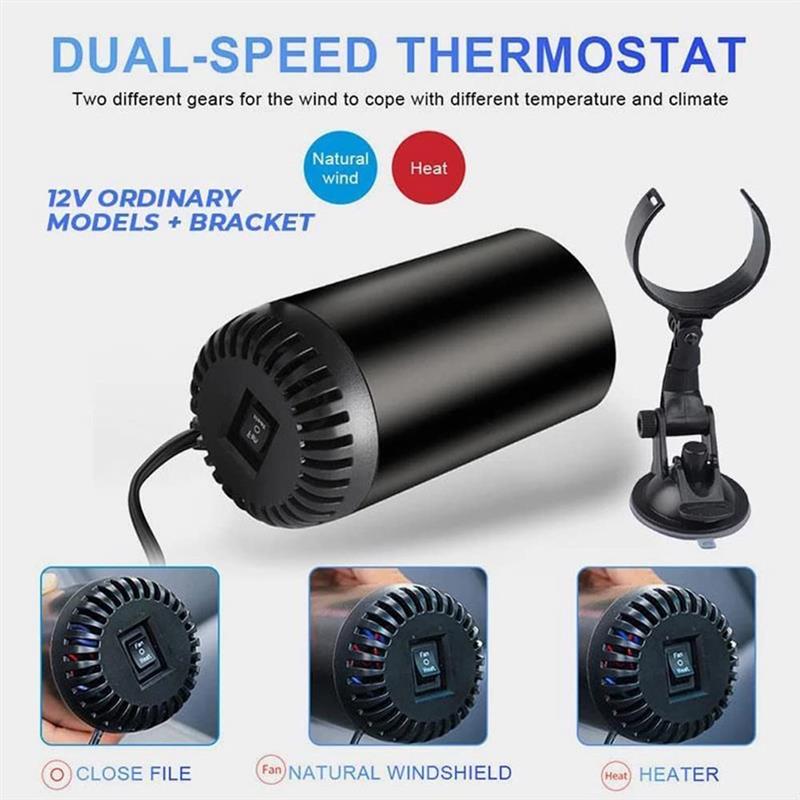 12V/24V Portable Car Heater Electric Cooling Heating Fan Electric Dryer Windshield Defogging Demister Cars Defroster