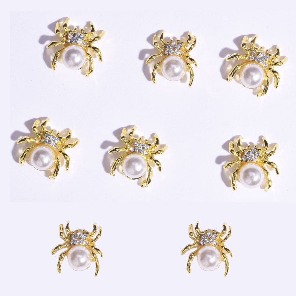 100 stk/parti negle charme sæt metal bi/ krone/ spider krystal strass negle kunst sten legering 3d negle charm dekoration: Mønster 4-100 stk