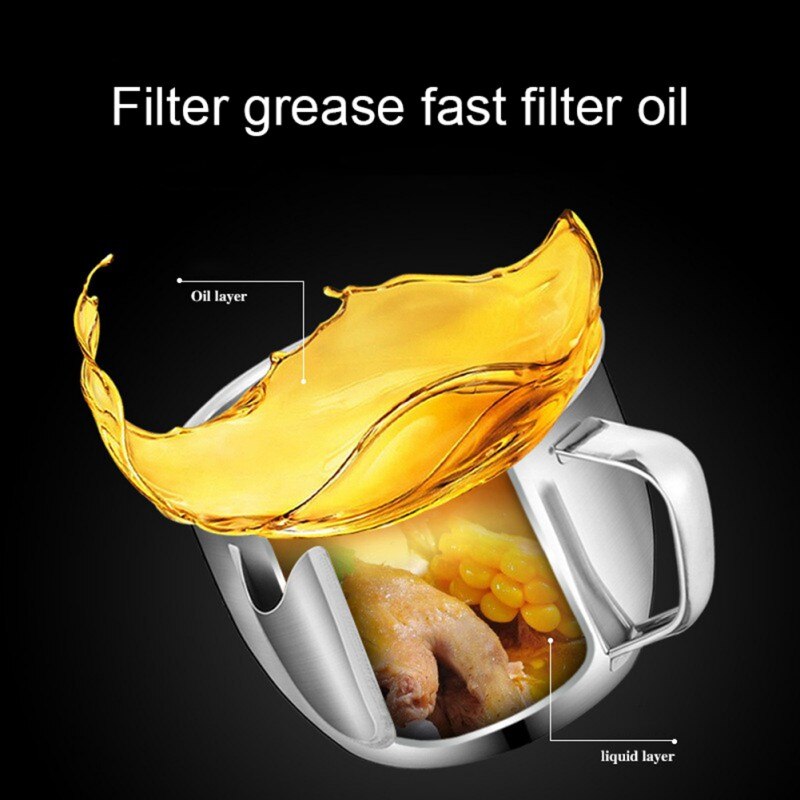 Acier inoxydable sauce huile soupe graisse séparateur graisse huileur filtre crépine bol cuisine huile soupe crépine tasse outil de cuisson