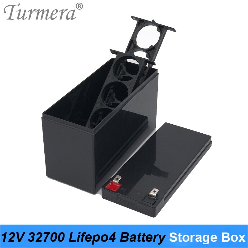 Turmera 32650 32700 Lifepo4 Battery Storage Box with 1x4 Bracket for 12V 7Ah Uninterrupted Power Supply and E-bike Battery Use A: 1X4  Black Box