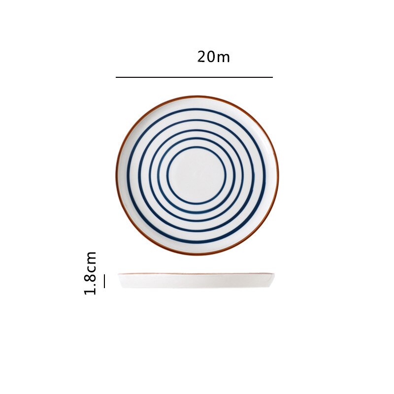 Plato de cerámica de cocina de estilo japonés, vajilla esmaltada pintada a mano para el hogar, plato occidental, plato para carne: H04