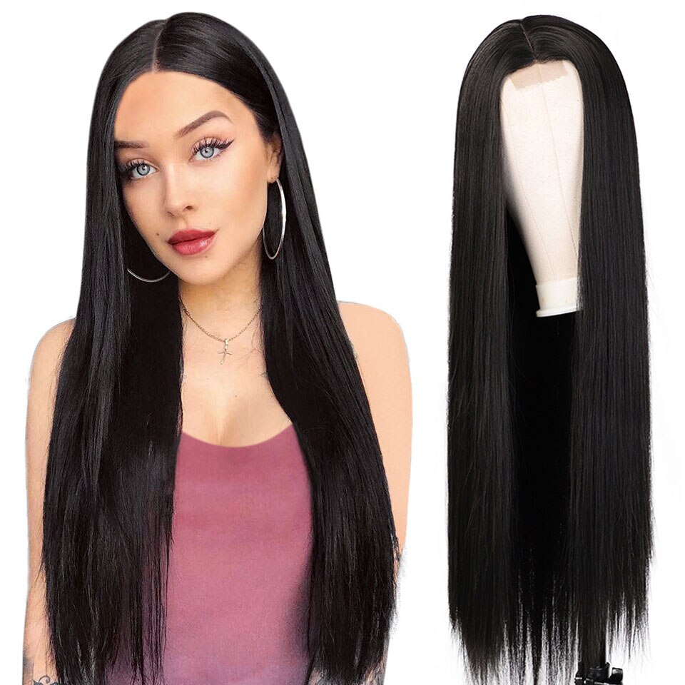 Halloween pruik zwart groen lange haren green witch