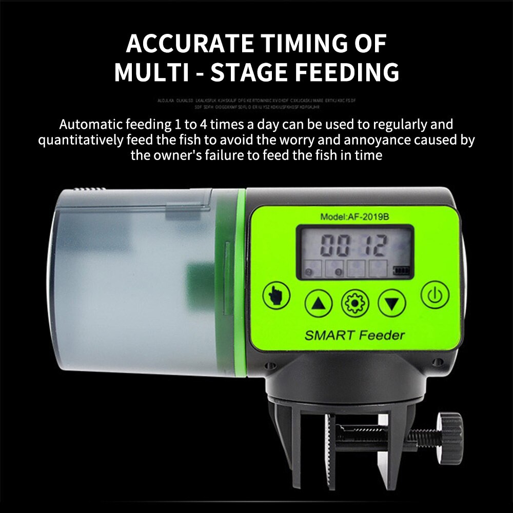 LCD Display Intelligent Timing Fish Tank Automatic Feeder Aquarium Automatic Feeder Large Capacity Fish Food Dispenser