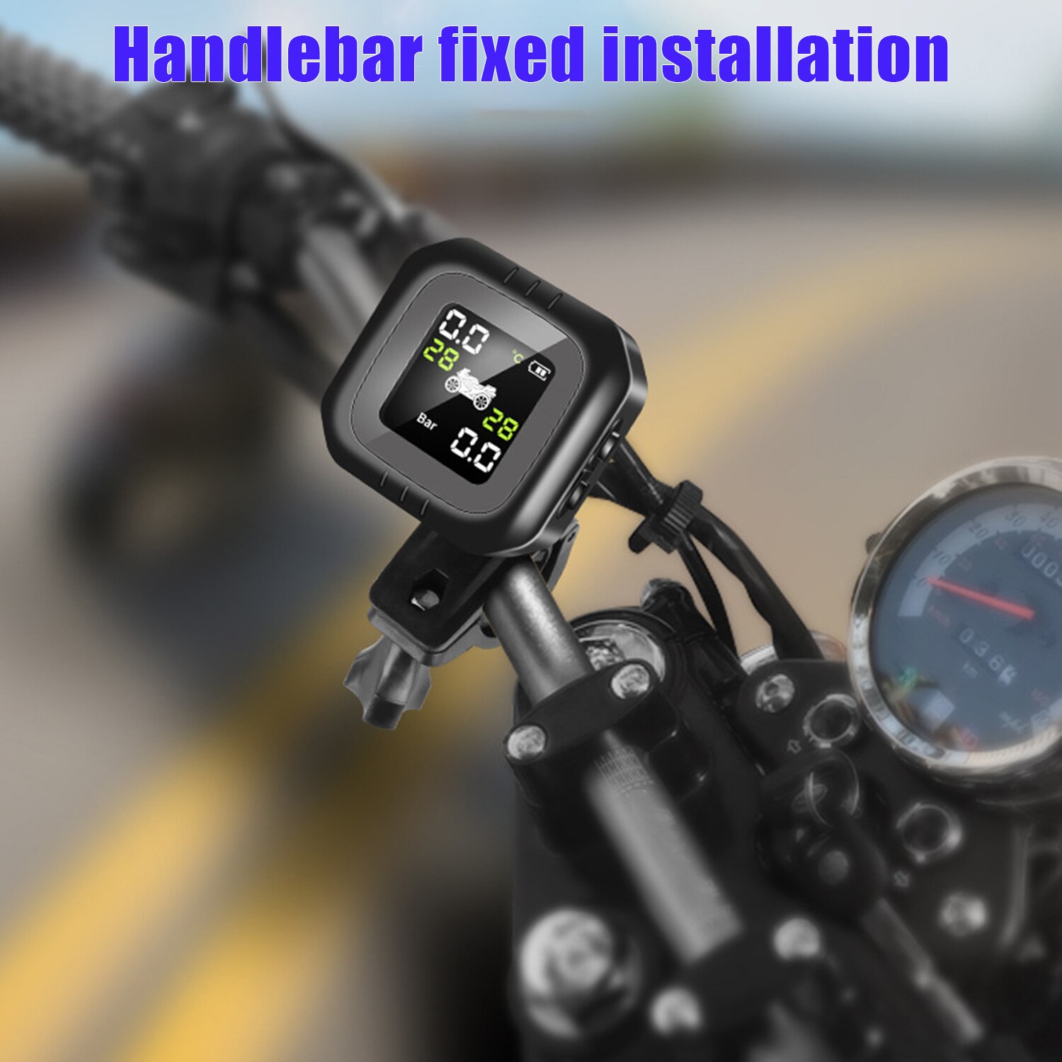 Wireless LCD Motorcycle Tire Pressure Monitoring System TPMS 2External Sensor Realtime Monitor Abnormal Alarm Moto Tyre Tool PSI