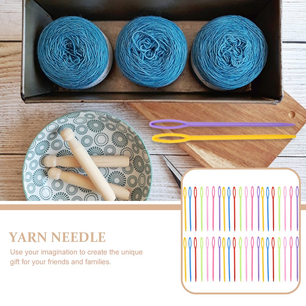 1000Pcs Hand Sewing Needles Plastic Sweater Needles Knitting Supplies (Random Color)