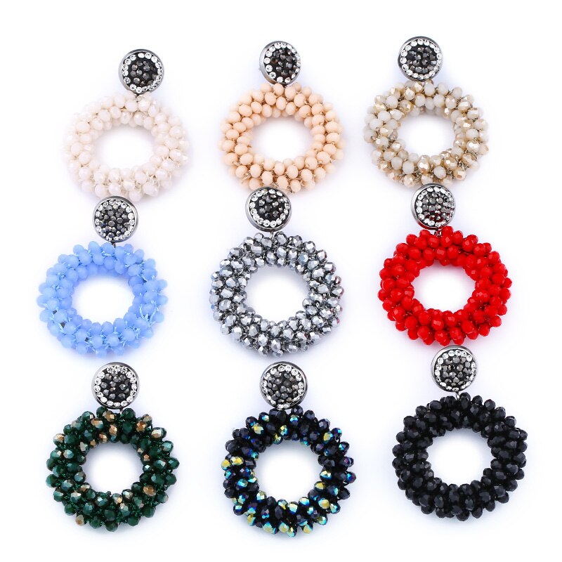 FLOLA Handmade Lott Oorbellen kolczyki dla kobiety małe kolczyki z koralików Oorbellen oświadczenie kryształowe aretes Bohemia ersp45