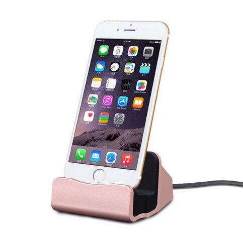 8 Pin Dock Charger Usb Kabel Docking Station Opladen Desktop Cradle Stand Voor Iphone 13 12 11 Pro Max 5 5S Se 6 6S 7 8 Plus X: PINK