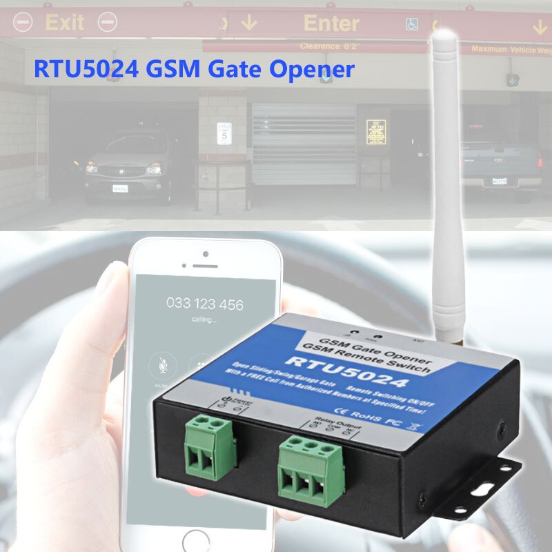 GSM Gate Controller Relay Switch ON/OFF Sliding Swing Garage Door Authorized Access Free Call RTU5024 850/900/1800/1900MHz