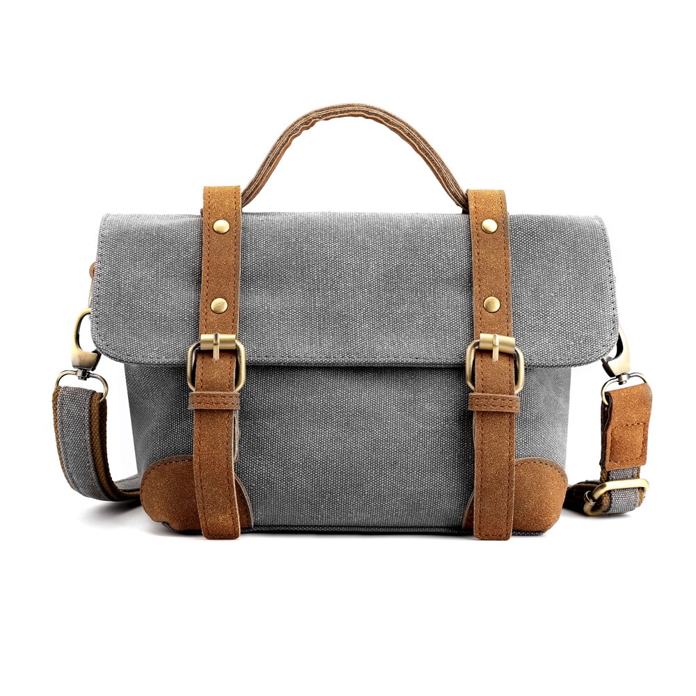 Solid lerret dameskulderveske myk hasp slitesterk crossbody allsidige vesker og vesker med flere lommer: Grå
