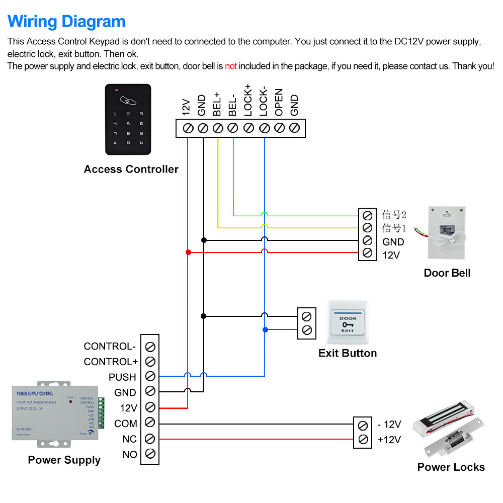 RFID Access Control Keypad 125KHz Standalone Access Controller Access Control Keypad with Waterproof Cover And 10pcs Keyfobs