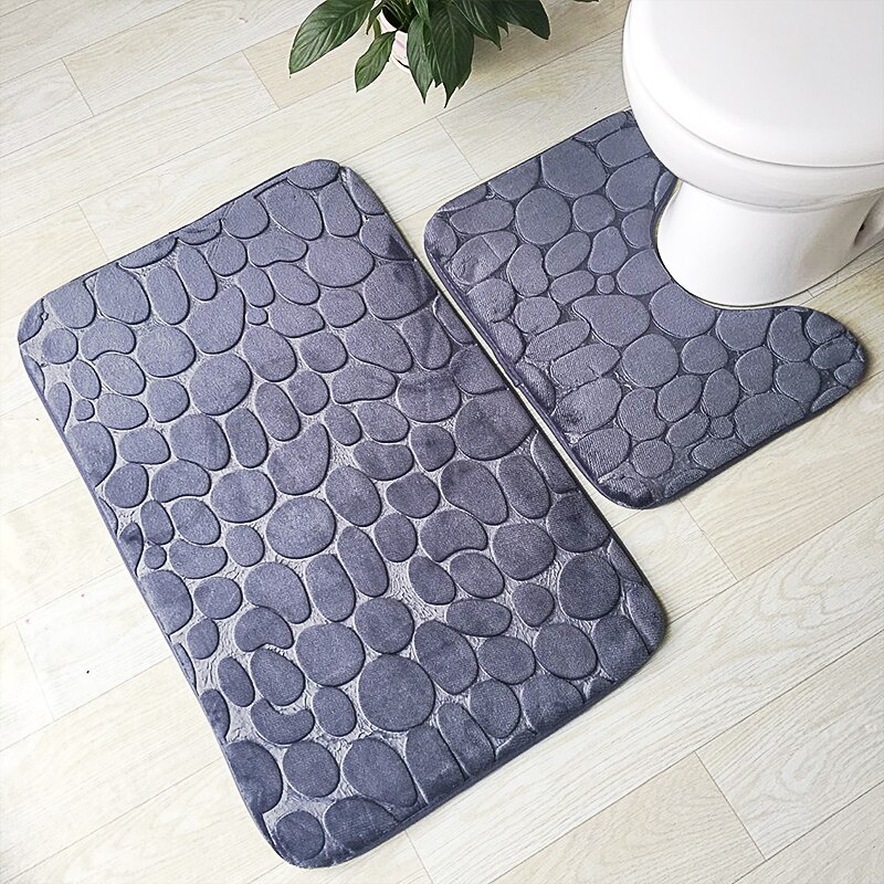 Zeegle Bathroom Mat Set Microfiber Carpet For Bathroom Toilet Lid Cover Bath Mat for Home Decoration Absorbent Bathroom Rugs Set: A-2pcs