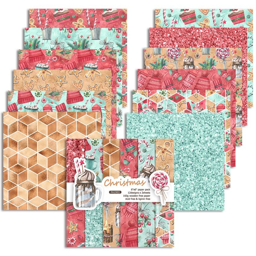 DIY weihnachten stil Scrapbooking papier Pack von 24 blätter handgemachte handwerk papier handwerk Hintergrund Pad 930