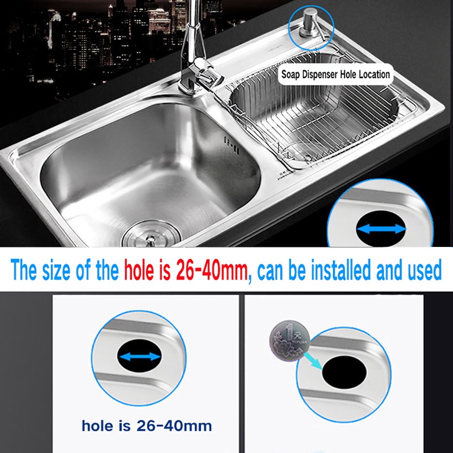 500 ml Küche Spülmittel Spülbecken Seife Pumpspender Edelstahl Eingebautes Waschmittel Geschirrspülmittel Behälter