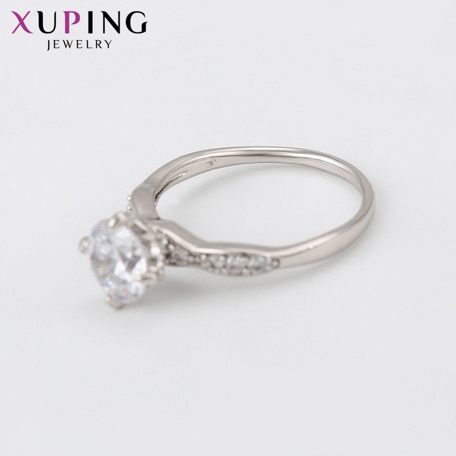 Xuping Jewelry Romantic Unique Round Shining Rhodium Color Plated Ring for Girls Wedding Special 15956