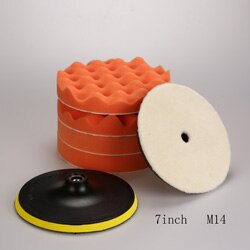 SPTA 3 5 6 7 Inch Car Waxing Sponge Kit Polishing Pads Soft Edge Backing Plate Grinding Buffing Sponge Waxing Polisher Foam Pads: 7inch M14 Mix Set
