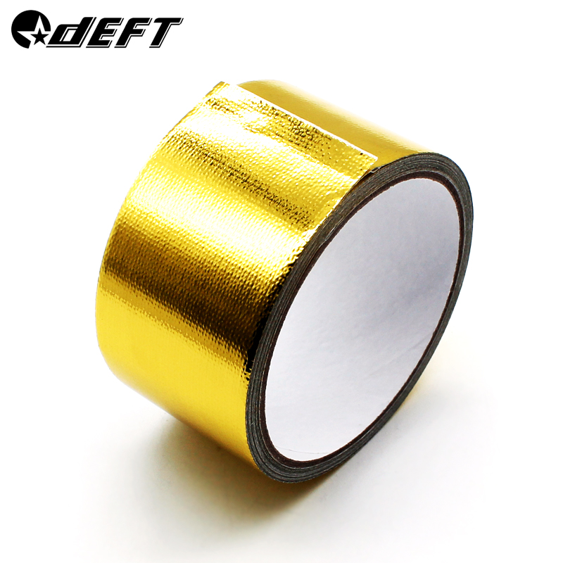 DEFT-Cinta decorativa para tubo de escape de coche, papel de aluminio de color dorado, cinta de envoltura de protección térmica dorada