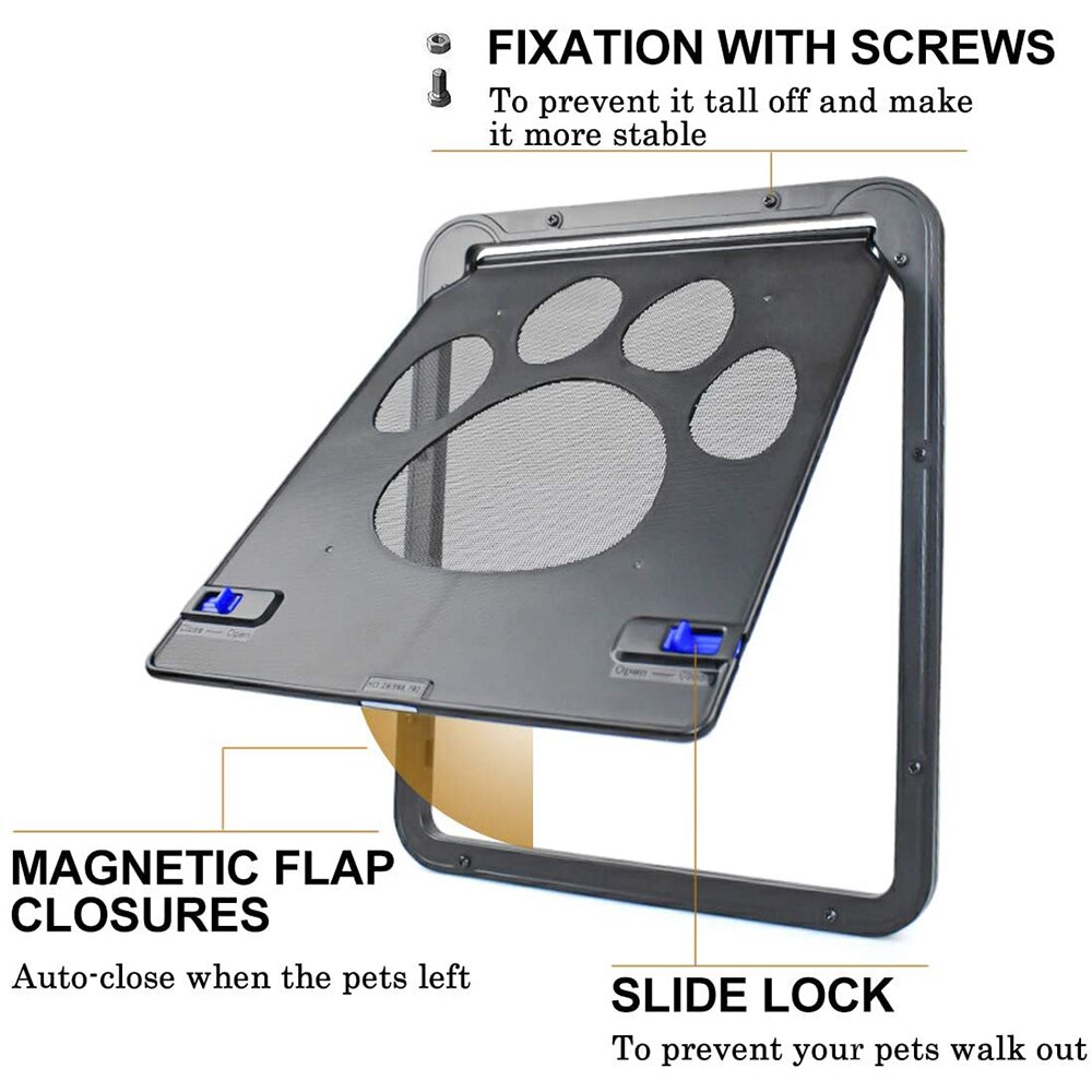 Pet Screen Security Door Dogs Gate With Magnetic Flap For Exterior Freely Doors Lockable Durable Easy Install Pet Door For Puppy