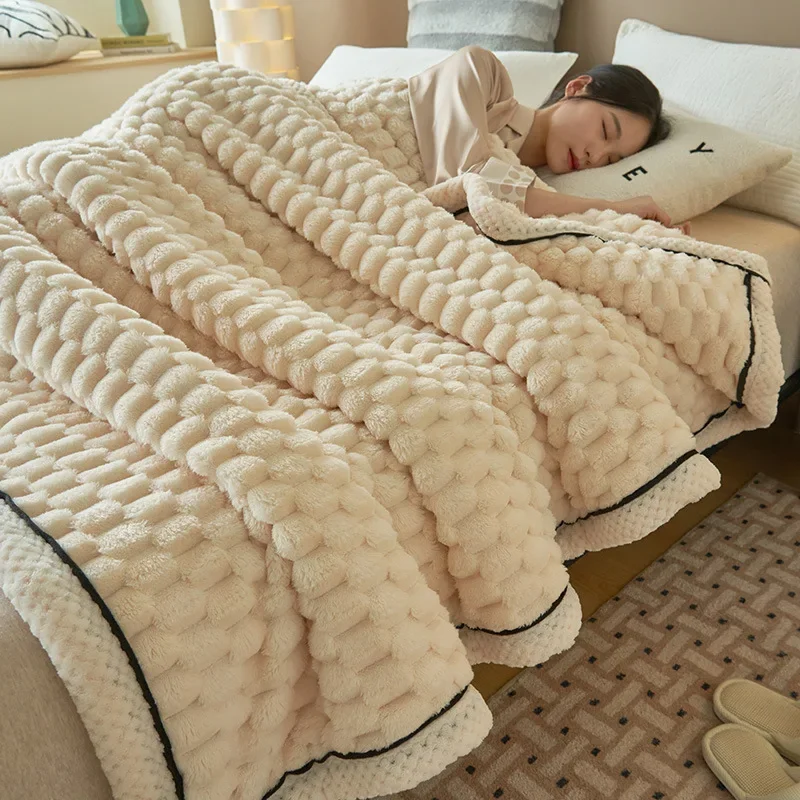 Superzachte geruite deken Warme pluche dekens voor bedden op de slaapbank Gooi deken Kantoor Dutje Trooster Sprei Koningin Quilt: King / green