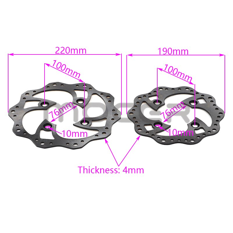 The 190mm 220mm front and rear disc brake plates are suitable for KAYO BSE 125cc-160cc pocket off-road vehicles motorcycle