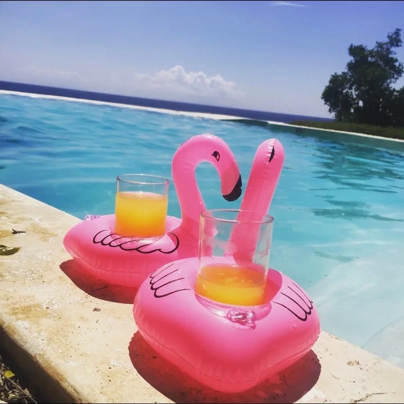 Nette Aufblasbare Flamingo Trinken Können Handy Halter Schwimm Schwimmen Stand Pool Bade Strand Event Party Kinder Spielzeug Bad Spielzeug