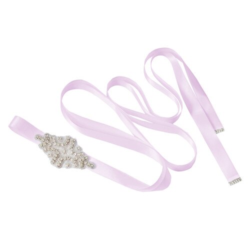 TRiXY S03 Rhinestone Belts Wedding Belt Brides Dresses for Wedding Dress Diamond Belt Skinny Waist Beads Wedding Accessories: lavender