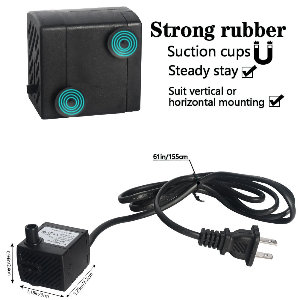 AC 110V/220V-240V 2.5W Miniature Black Electric Submersible Water Pumps Aquarium Fountain Air Fish Pond Tank 1pcs