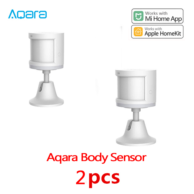 Xiaomi-Sensor de movimiento inteligente Aqara, Sensor de cuerpo humano, PIR, Wifi, conexión inalámbrica ZigBee, hub Mi Home APP: 2pcs body sensor