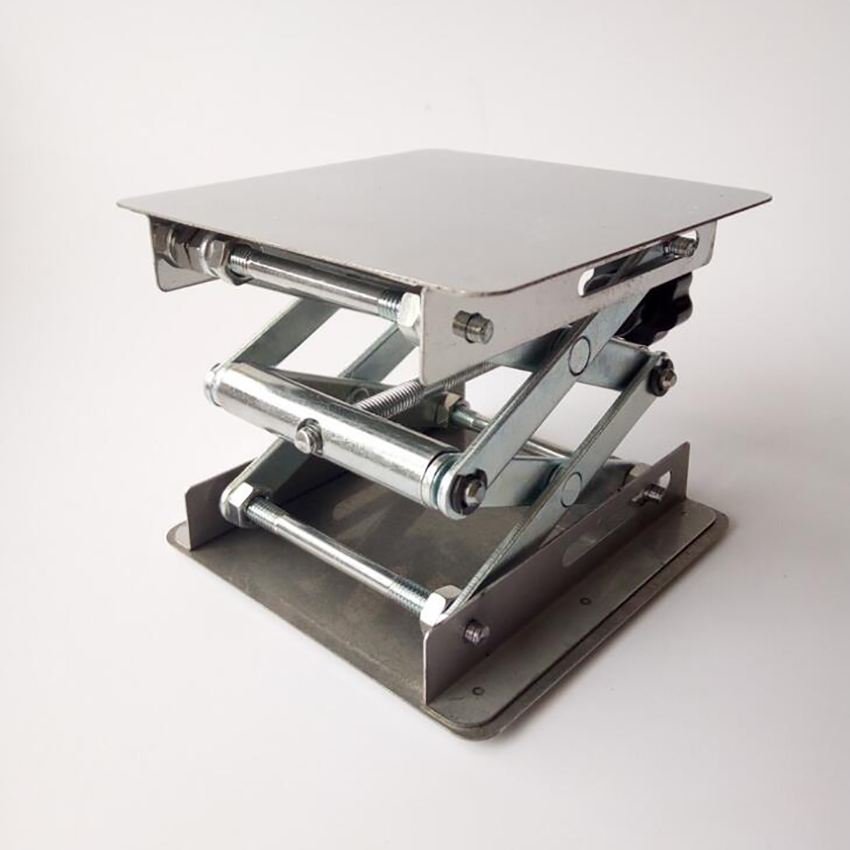 Mesa elevadora de tijera para laboratorio, plataforma de soporte de tijera para laboratorio, de acero inoxidable, placa de 100x100mm, altura de 150mm