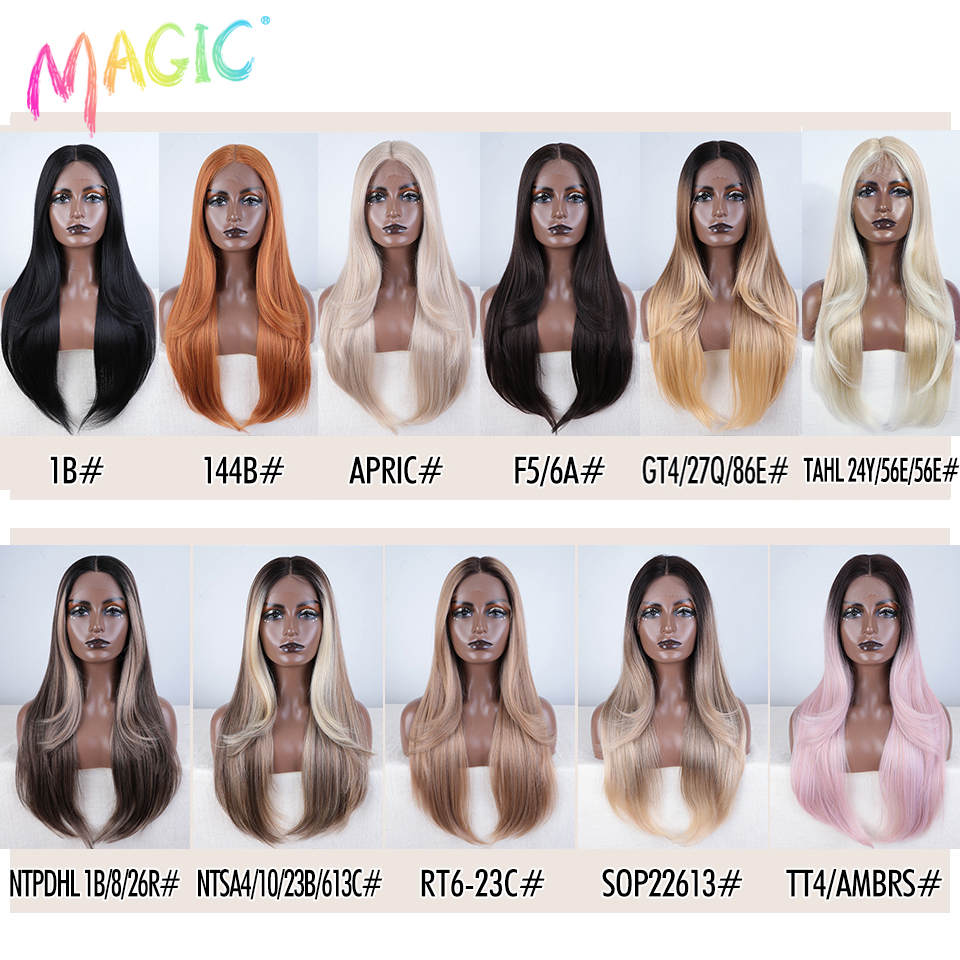 Magic Hair Synthetic Lace Front Wig Long straight 28 Inch Lace Wig Ombre Blonde Wig Heat Resistant Wigs For Women Lace Front Wig