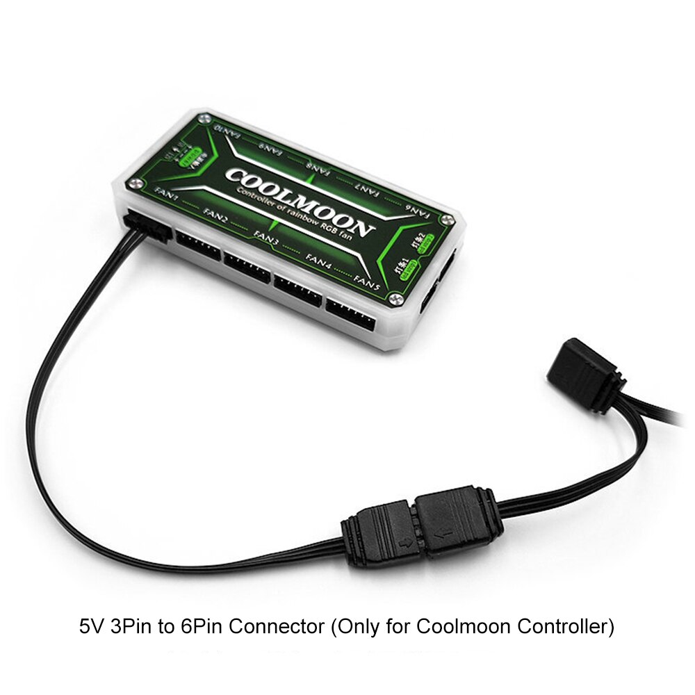 Coolmoon 5v 3 pin argb fan controller controller  to 6 pin /4 pin only for coolmoon adapter heat dissipation kjølevifter light strip 1pc