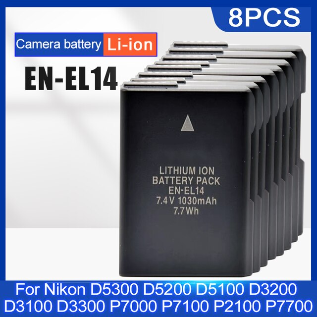 7.4V 1030Mah EN-EL14 EN-EL14A ENEL14 Camera Accu Voor Nikon D5300 D5200 D5100 D3200 D3100 D3300 P7000 P7100 p2100 P7700