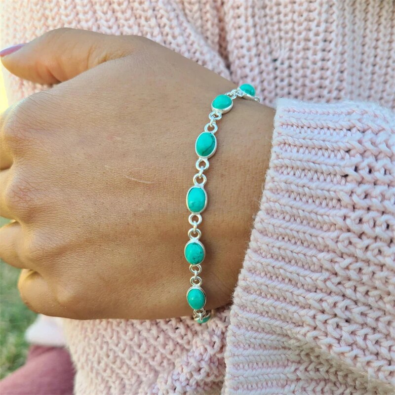 Boho Style intarsiato turchese bracciale da sole Design creativo coda bracciale aperto femminile accessorio regalo personalità festa: 7