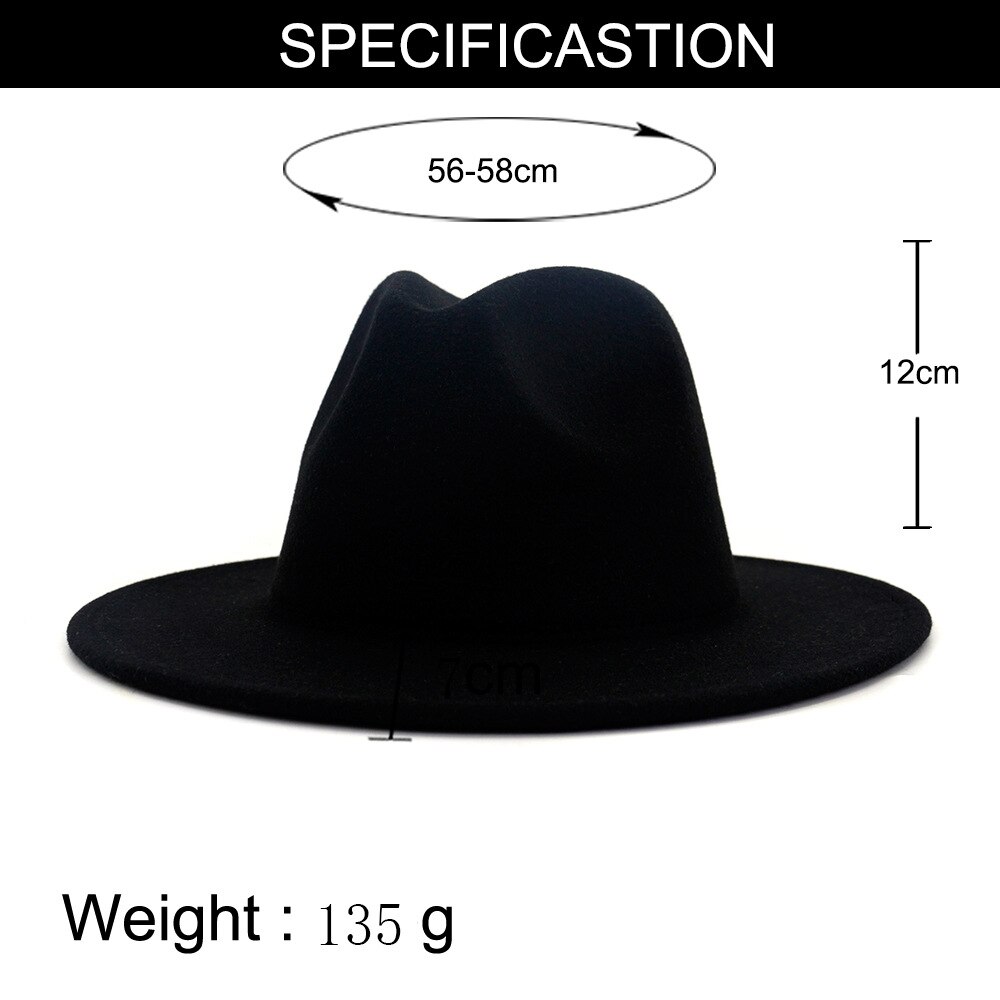 Sombreros de lana de fieltro para hombre y mujer, almazuela roja Rosa interior negra exterior, sombrero de Jazz, sombreros Fedora de ala ancha, gorra Trilby para en Panamá, 60CM