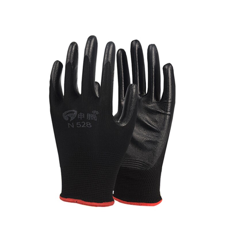 12 pairs Coating Work Gloves Palm Coated Gloves Mechanic Working Gloves: 12pair Black