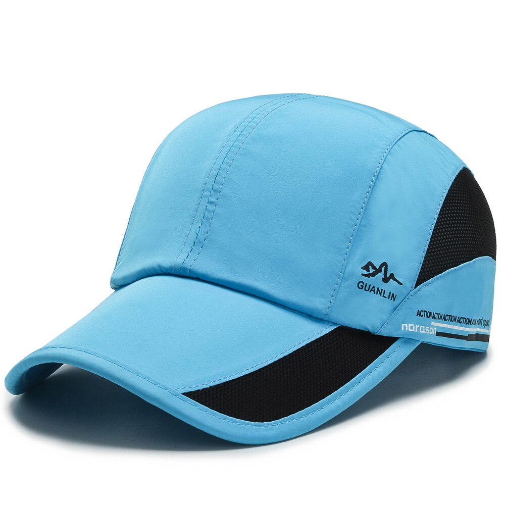 Summer Outdoor Sun Hats Quick Dry Waterproof Golf Fishing Cap Adjustable Unisex Baseball Caps: wathet