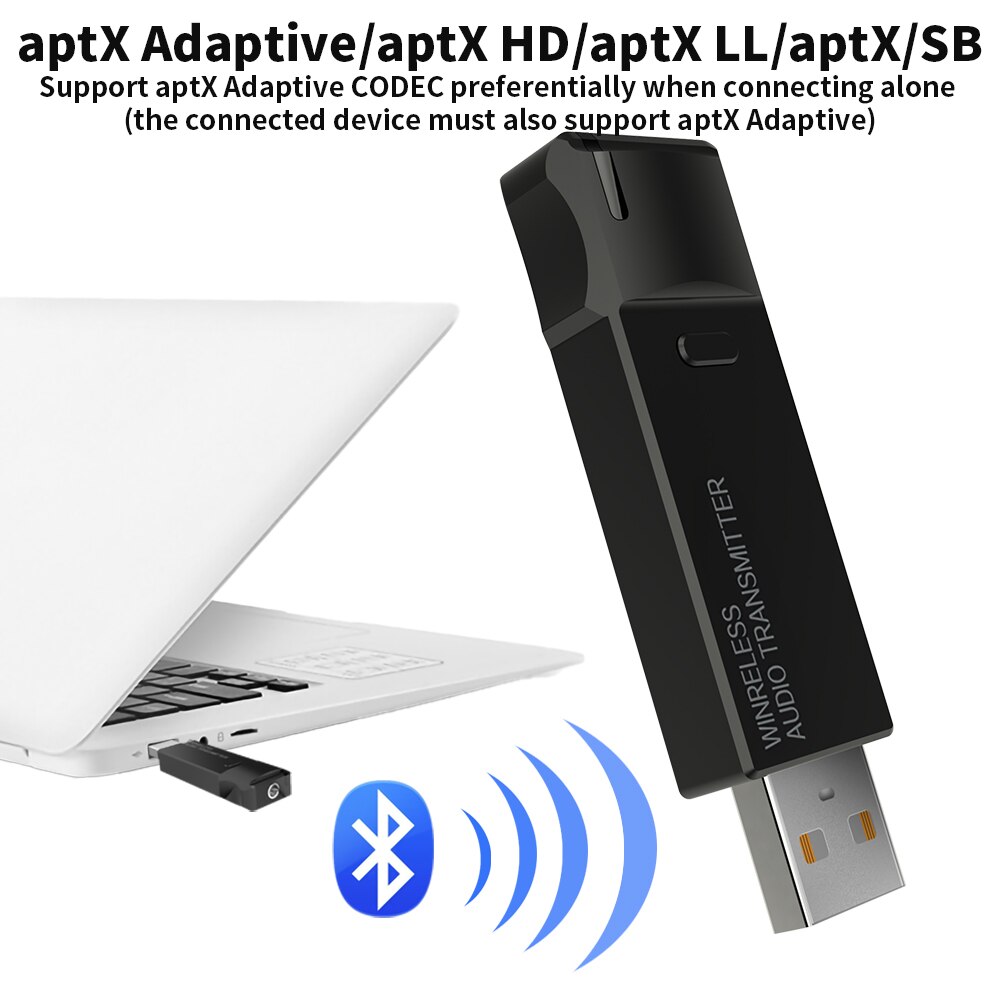 tebe USB Bluetooth-compatible V5.3 Audio Transmitter APTX HD 3.5mm Aux Wireless Stereo Adapter support Microphone for TV PC