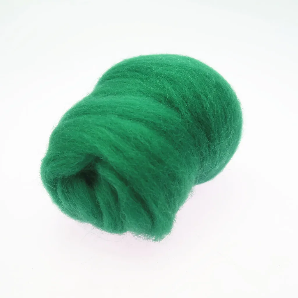 66S Green Color Series Wool Fibre for Needle Felting Wet Felting Wool Felting Handmade Spinning DIY Craft Materials: 10g / 54