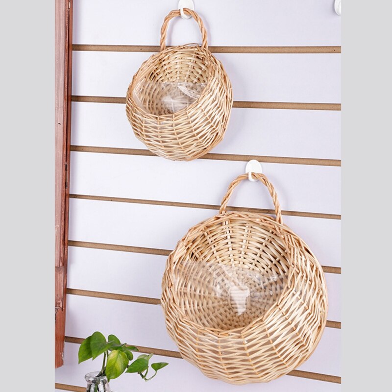 Wicker Rattan Flowers Hanging Baskets Vine Pot Planter Hanging Vase Container Wall Plant Baskets for Garden Hanging Baskets