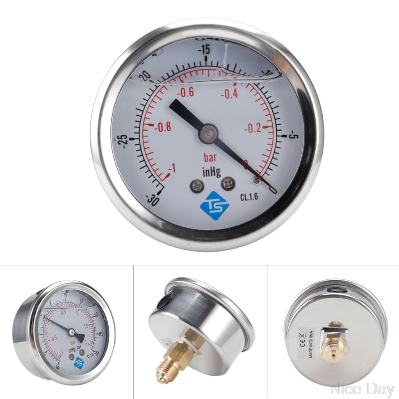 Compound Pressure Vacuum Gauge Glycerine Filled 68mm -1~0/1/2 Bar 1/4 BSP Back Ju19 20