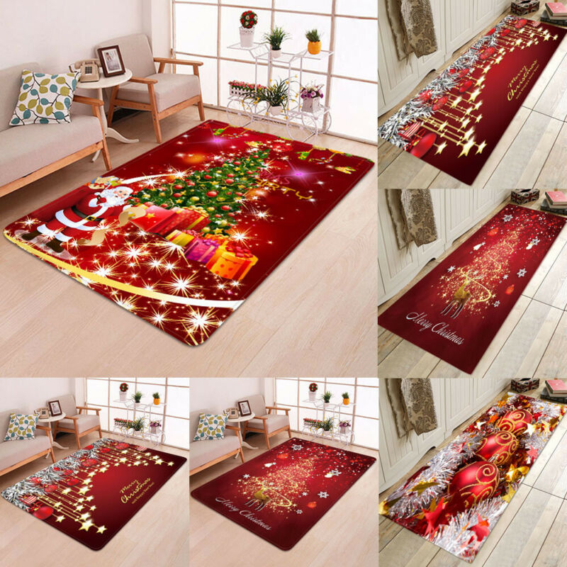 Tapis de noël antidérapant 8 Styles 5 tailles | Tapis de sol imprimé de noël père noël, tapis pour fête, décoration de noël pour la maison