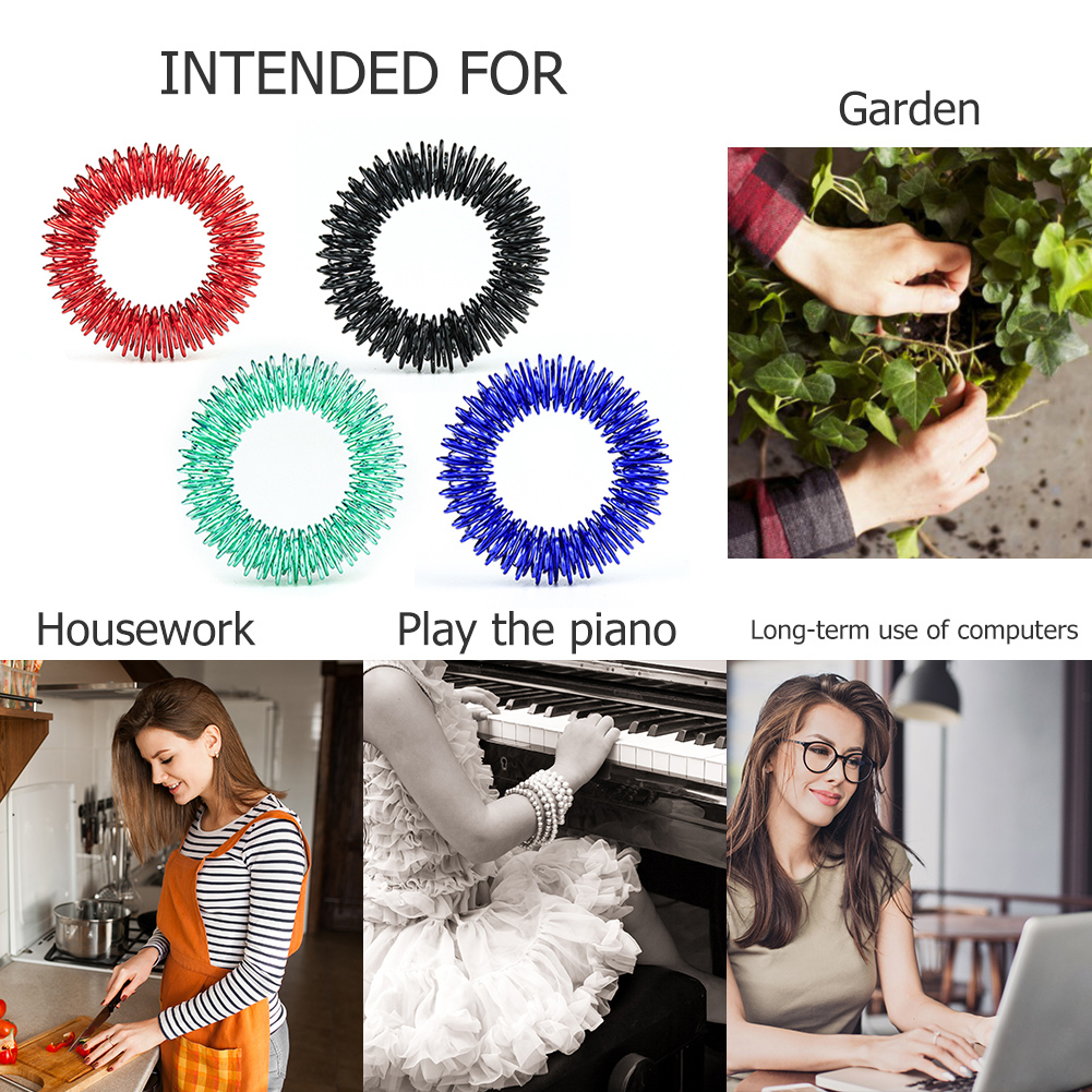 Spiky Sensory Anxiety Ring for Finger Massage Hand Acupressure Massager Fidget Rings Toy Stress Relief Circulation Rings