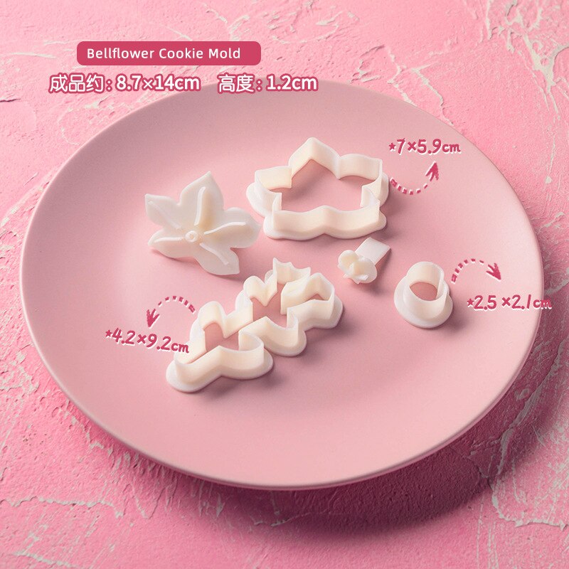 Molde con patrón de tulipán para el día de la madre, cortador de galletas con forma de flor de dibujos animados, ramo, molde de Fondant, moldes para galletas con glaseado: E2010-Bellflower