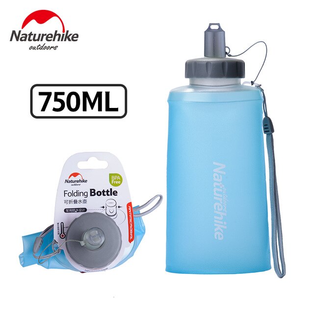 Naturehike Portable Silicone Folding Bottle 500ml 750ml Ultralight Sports Bottle Water Bottles Hiking Mountaineering Soft Cup: 750ML Blue