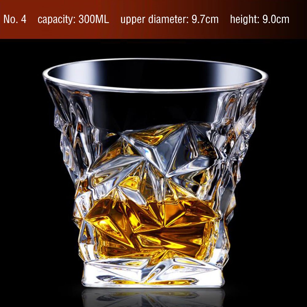 Transparent Whiskey Crystal Wine Glass Lead-free Heat Resistant Beer Brandy Vodka Containers Multi Pattern Drinkware Bar Bottle: D