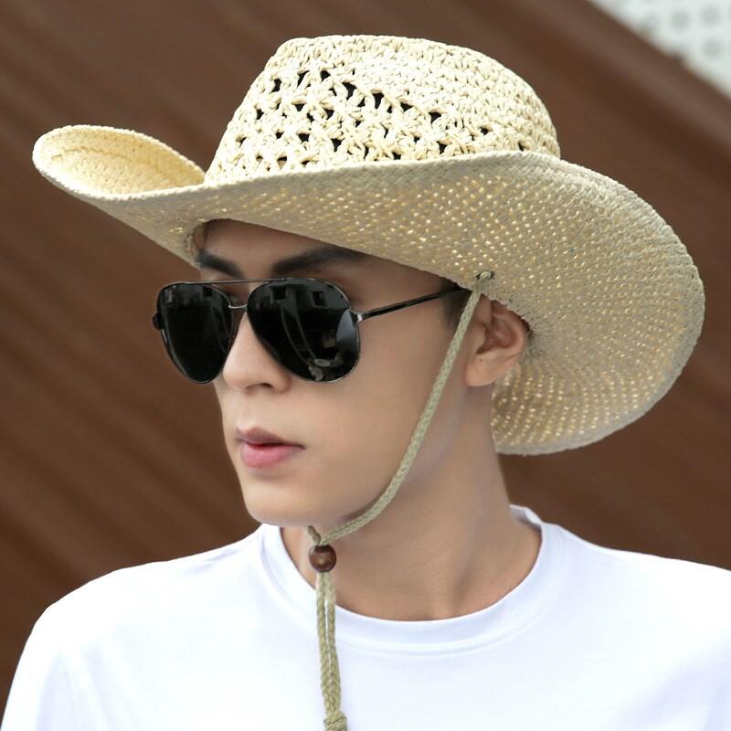 100% Handwork Summer Women Men Western Straw Cowboy Hat For Gentleman Wide Brim Boater Panama Jazz Hats Godfather Sombrero Cap