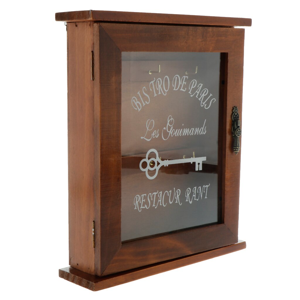 Wandmontage Houten Sleutel Kast Met 6 Haken Voor Eenvoudige Collection, 21x6x25cm